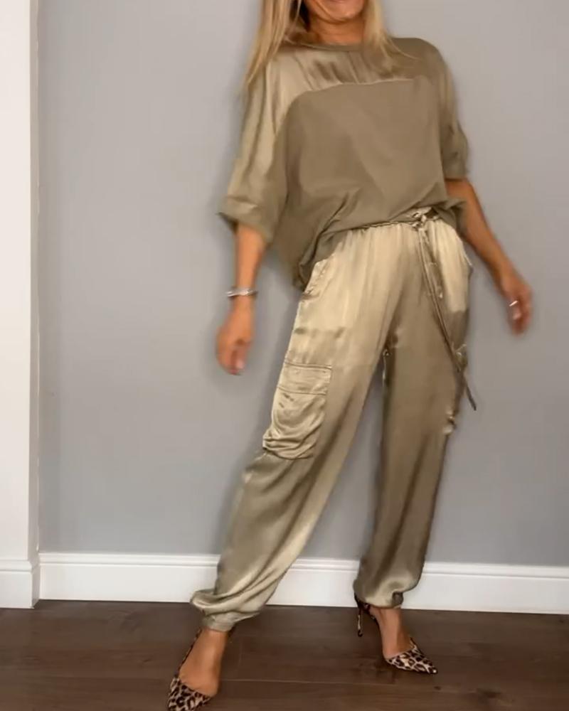 Satin Chic: Wysiłek Elegancji Zestaw Dwuczęściowy