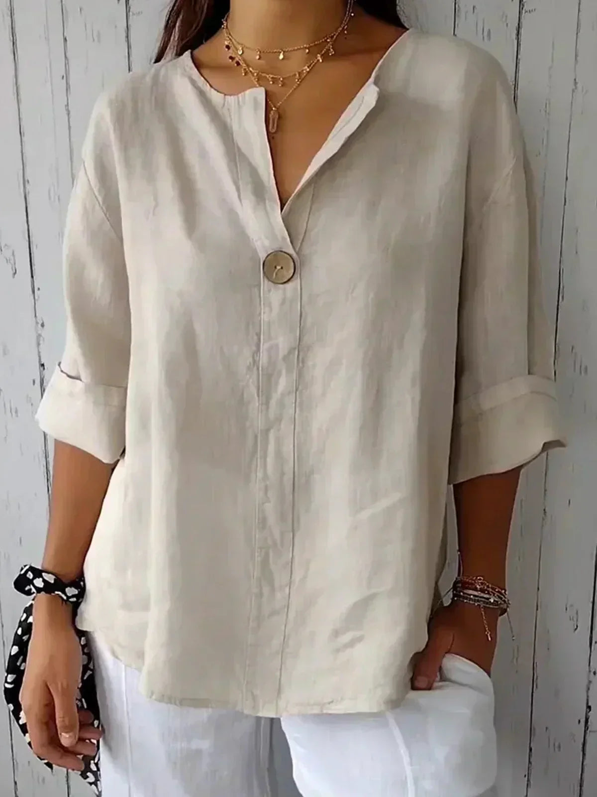 Abigail | Casual Bluzka z Dekoltem w Serek