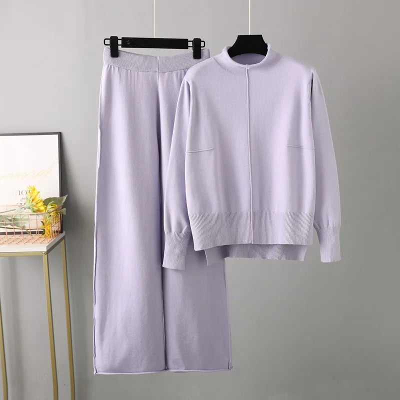 Valentina/ Sweter i spodnie dziane, grube i ciepłe, w oversize