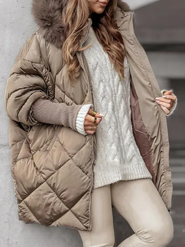 Ella | Pikowana Zimowa Bluza z Kapturem