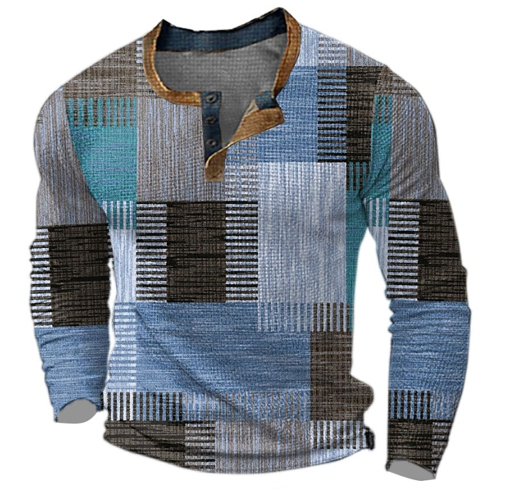 Fré | Stylowa koszula Henley z geometrycznym wzorem