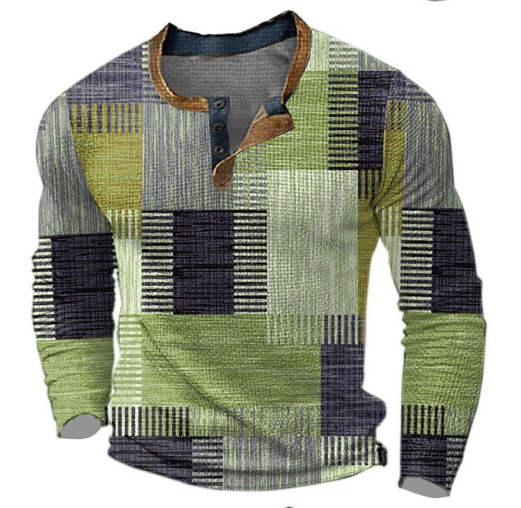 Fré | Stylowa koszula Henley z geometrycznym wzorem
