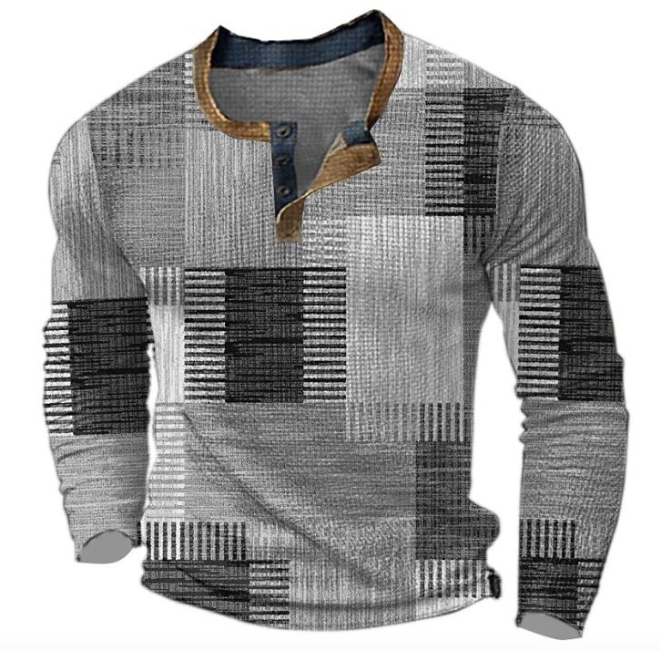 Fré | Stylowa koszula Henley z geometrycznym wzorem