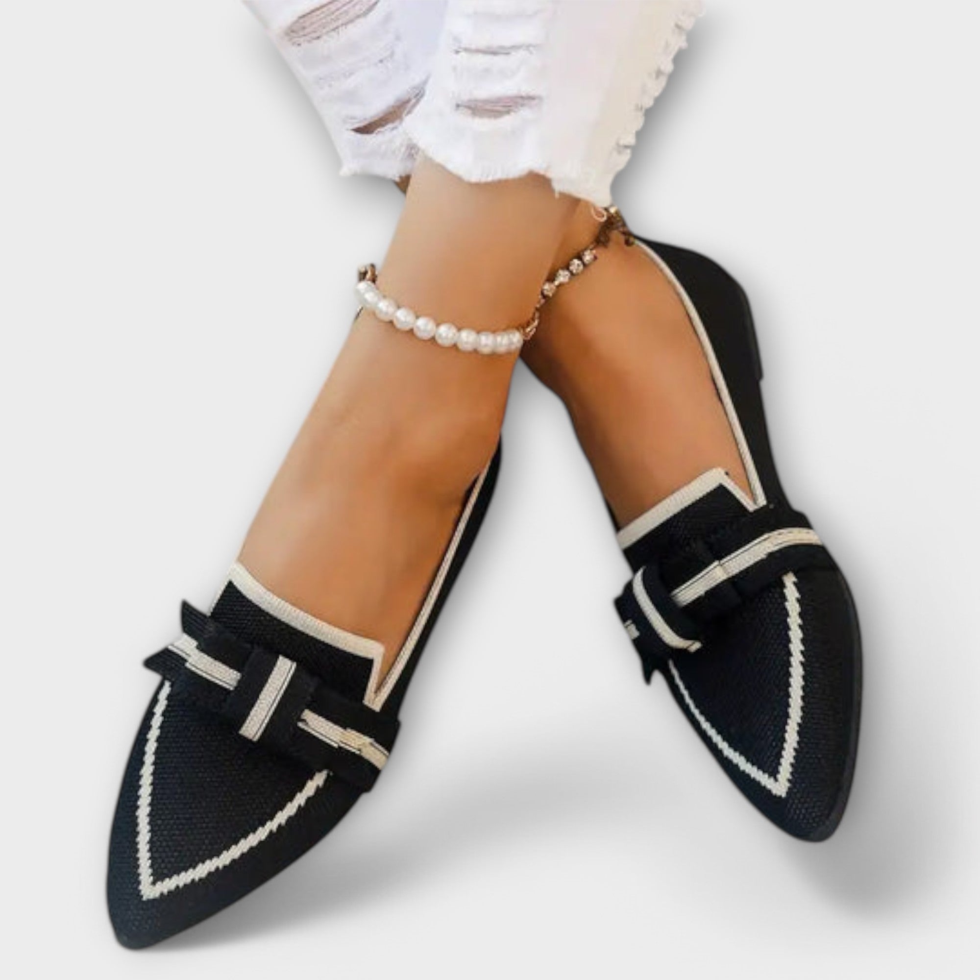 Stylowe Damskie Płaskie Buty z Wiązanym Motywem