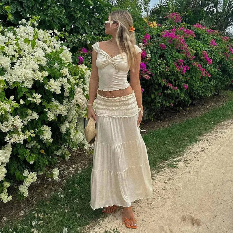 Zestaw Topu i Spódnicy BeachBreeze z Falbankami