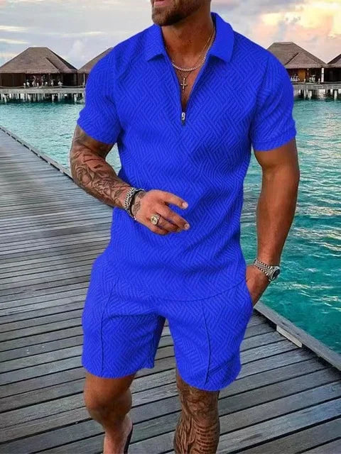 Koszulka Polo i Szorty w Kolorze Azure
