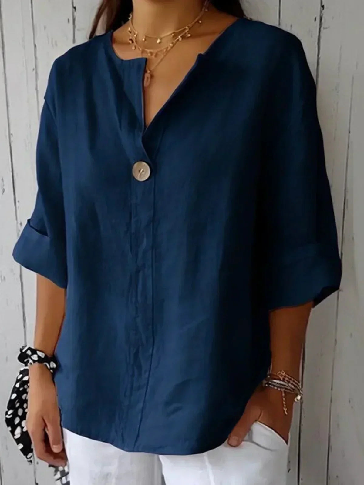 Abigail | Casual Bluzka z Dekoltem w Serek
