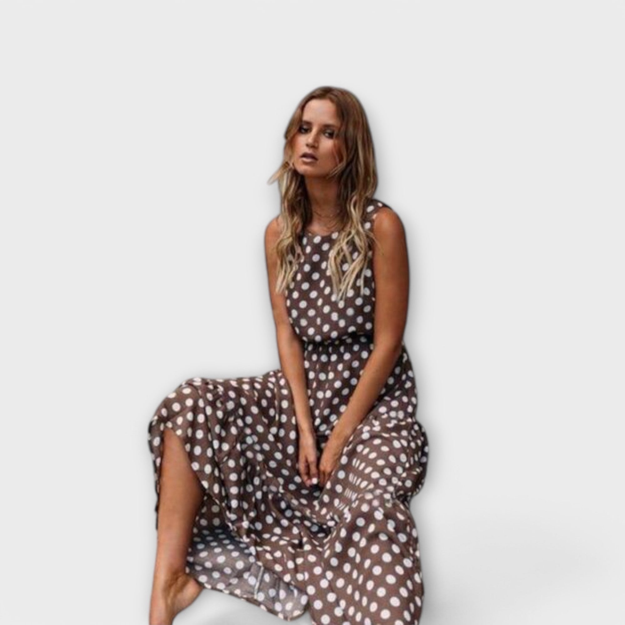 Danae - Midi Boho Dress with Polka Dots