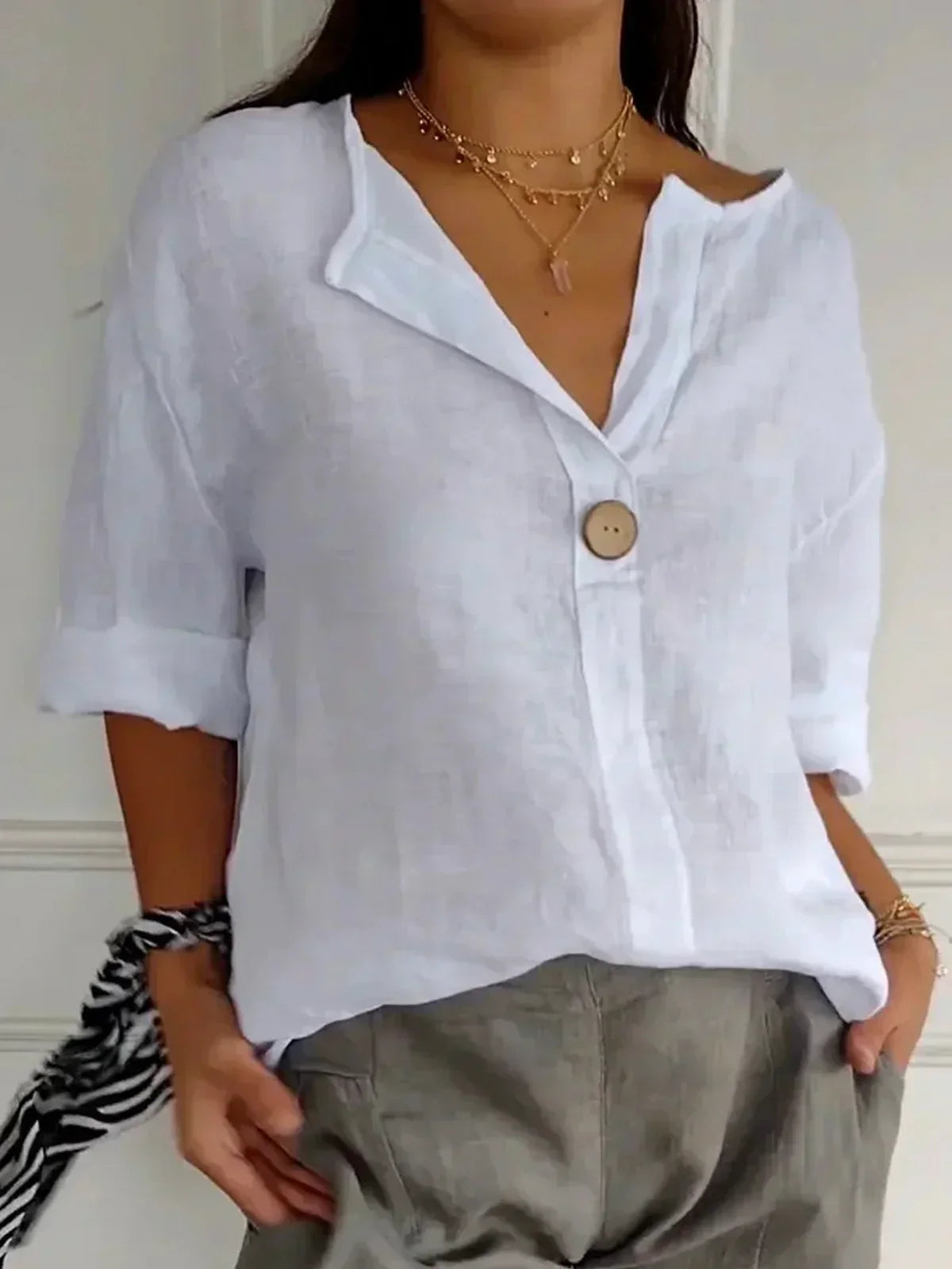 Abigail | Casual Bluzka z Dekoltem w Serek