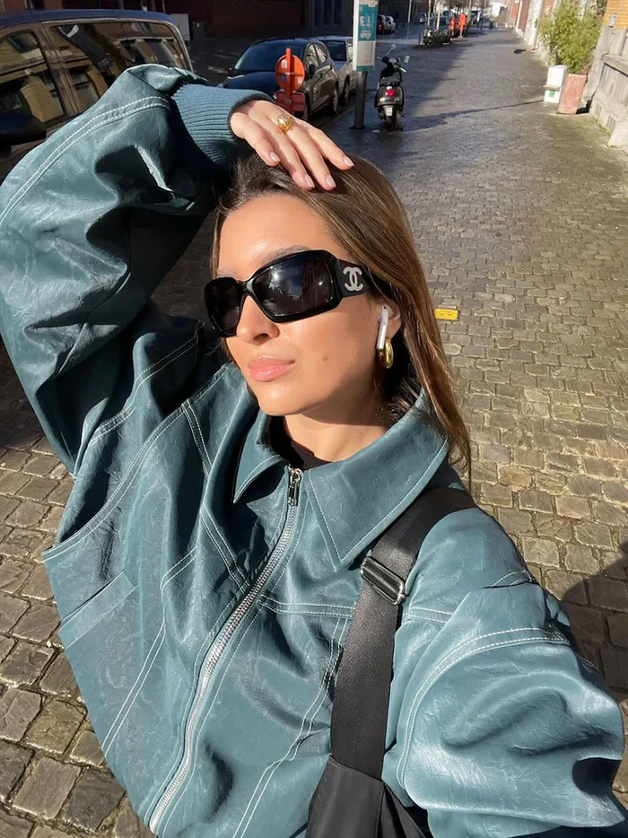 Kaitlyn Przesadna Kurtka Kontrastowa