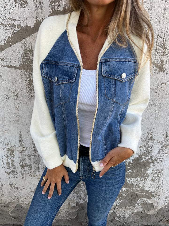 Kurtka Blondie-Casual z zamkiem i dekoltem w serek