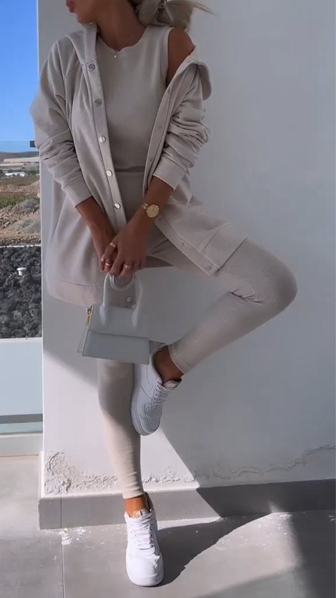 Hooded Cardigan Sweatshirt Trzyczęściowy Zestaw