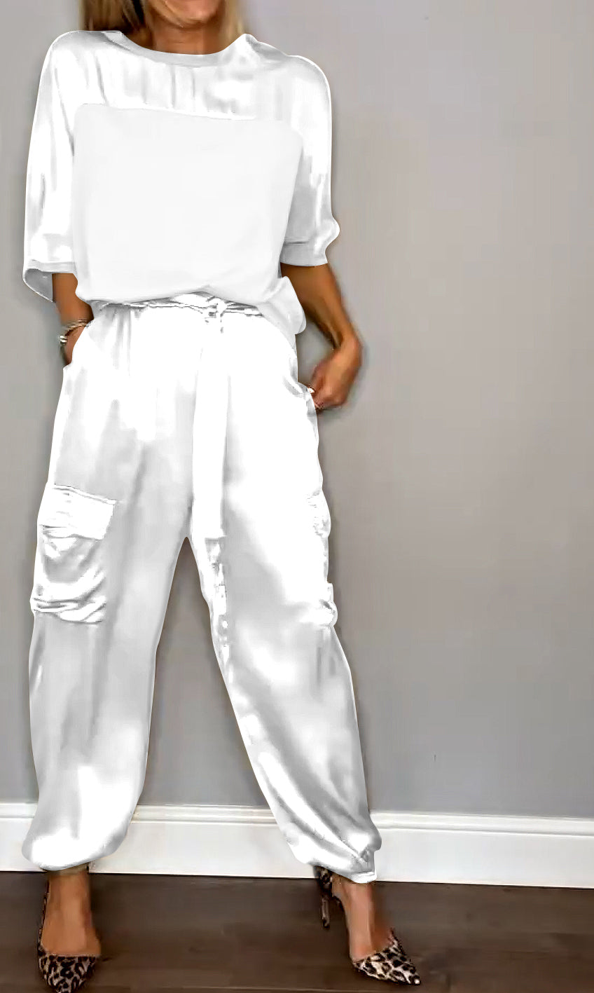 Satin Chic: Wysiłek Elegancji Zestaw Dwuczęściowy