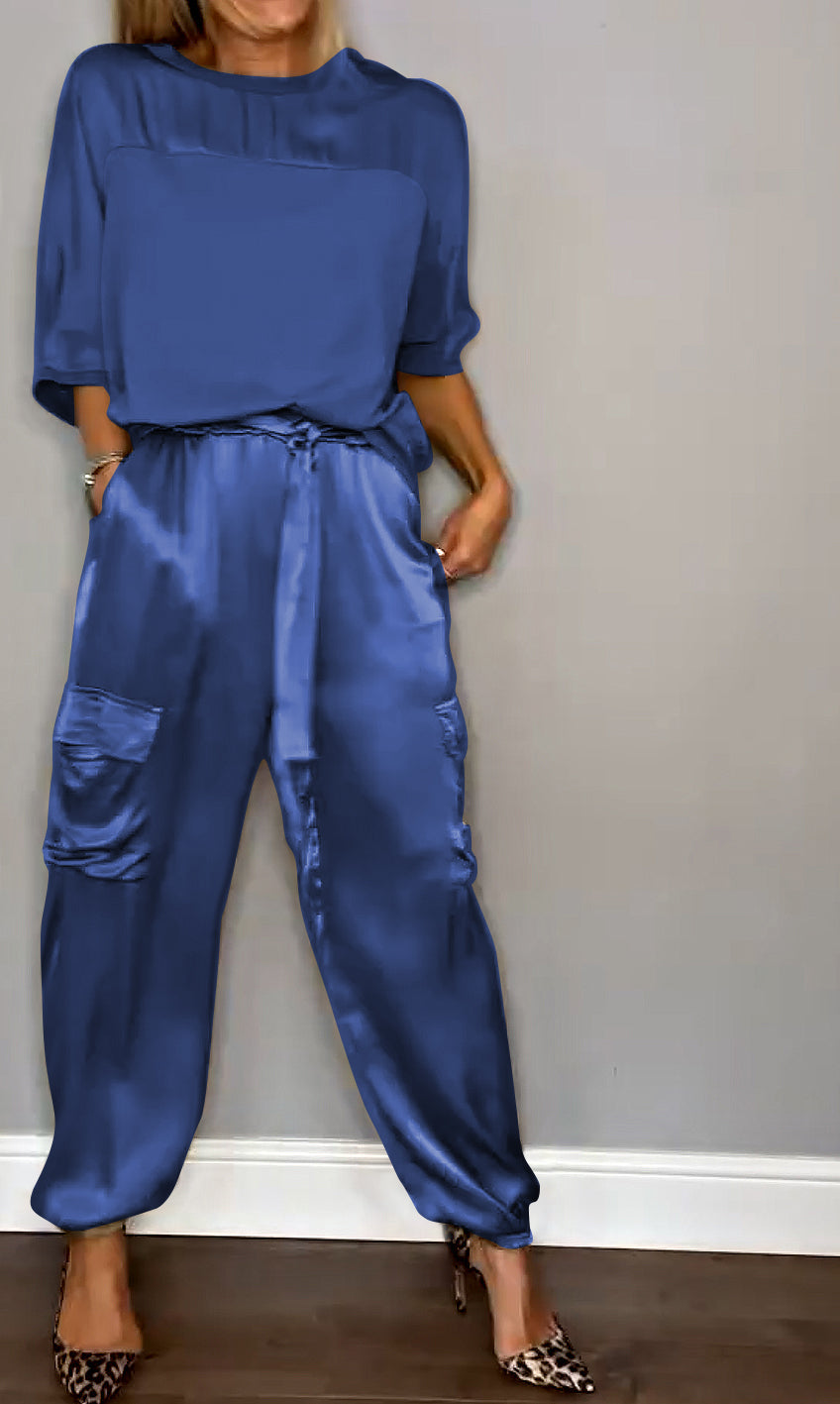 Satin Chic: Wysiłek Elegancji Zestaw Dwuczęściowy