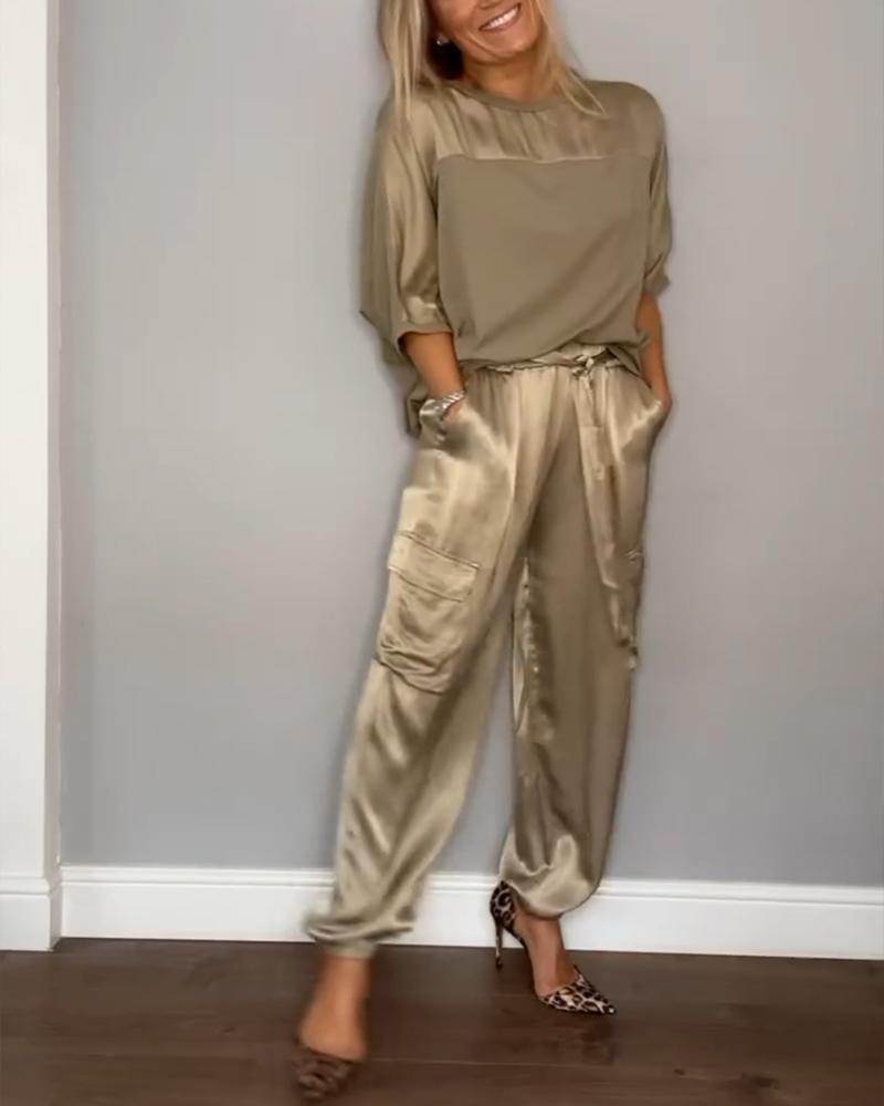 Satin Chic: Wysiłek Elegancji Zestaw Dwuczęściowy