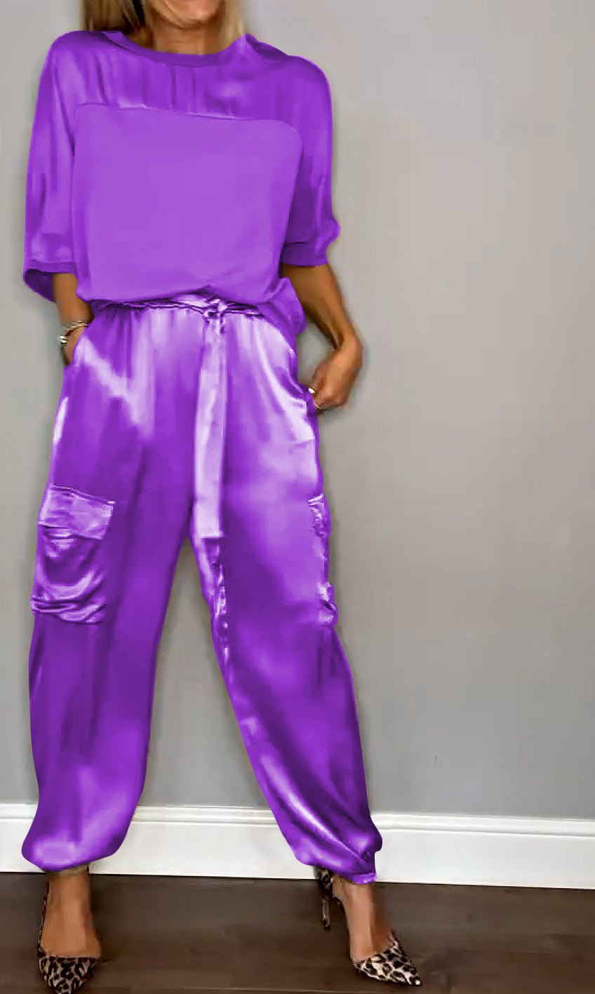Satin Chic: Wysiłek Elegancji Zestaw Dwuczęściowy