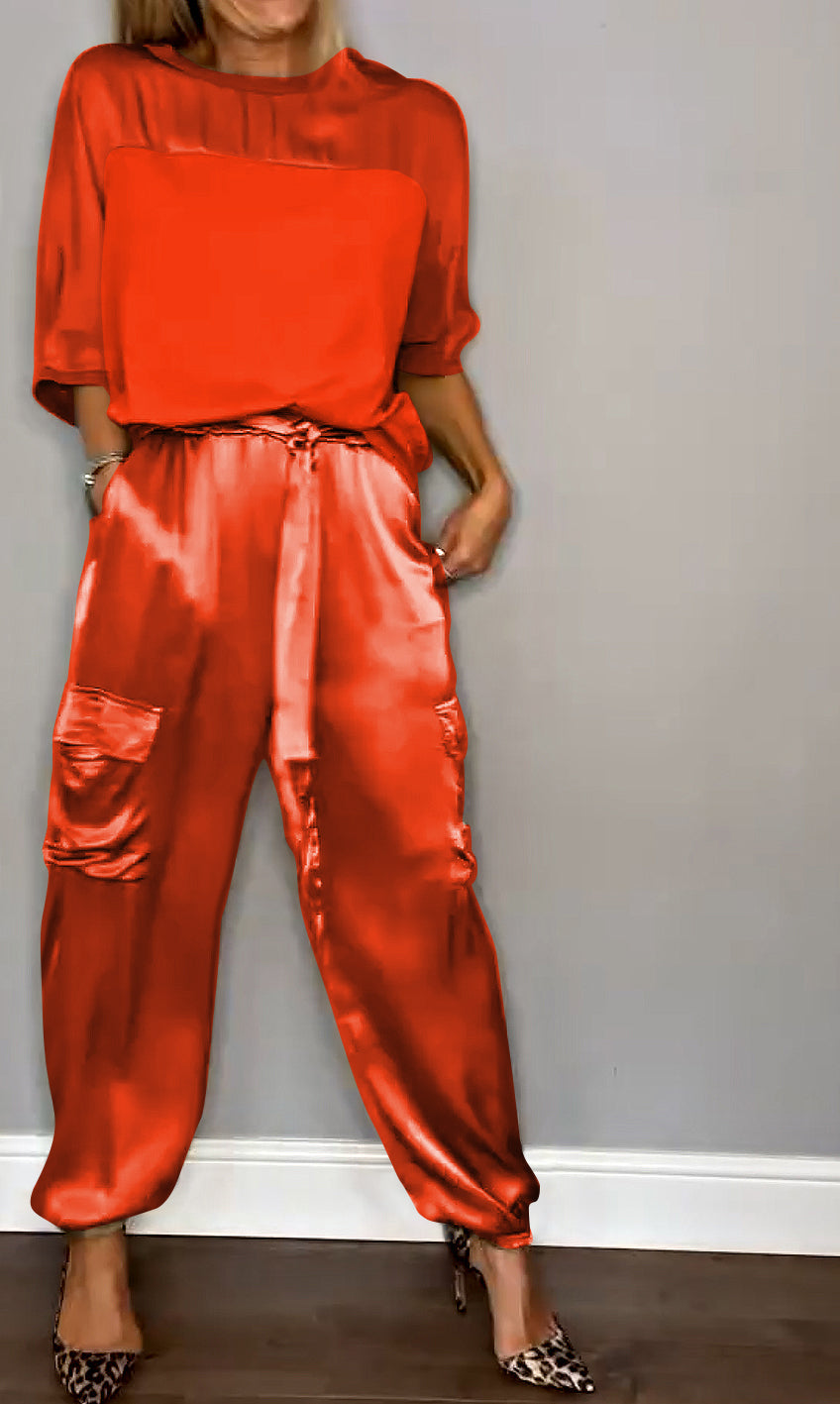 Satin Chic: Wysiłek Elegancji Zestaw Dwuczęściowy