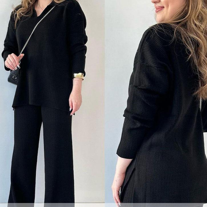 Luisa | Casualny zestaw składający się z dwóch części z dekoltem w serek i rozcięciem